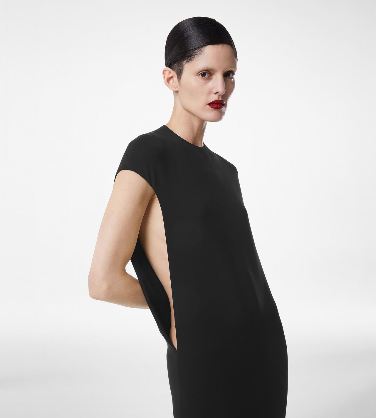 SILK DOUBLE GEORGETTE STRETCH EVENING DRESS image number 4