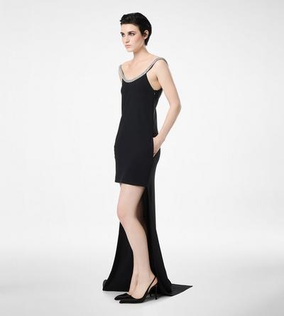 CRYSTAL EMBROIDERY SLEEVELESS ASYMMETRIC COCKTAIL DRESS image number 2