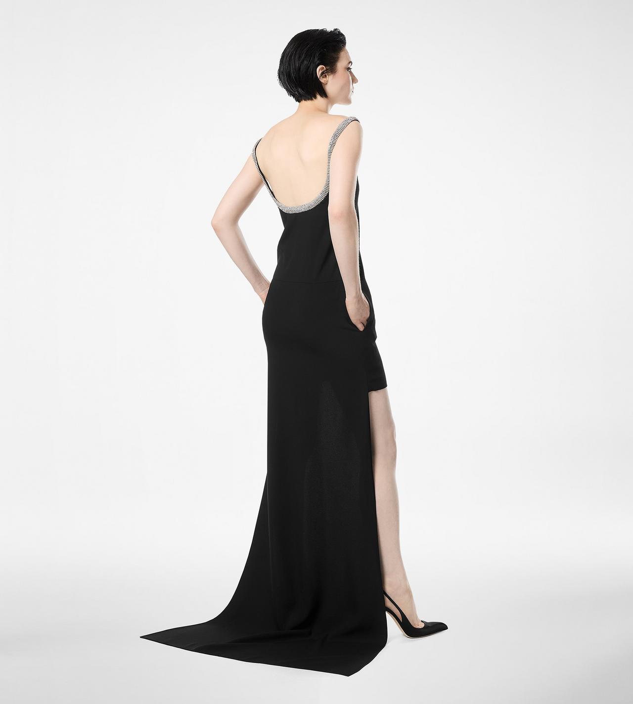 CRYSTAL EMBROIDERY SLEEVELESS ASYMMETRIC COCKTAIL DRESS image number 3