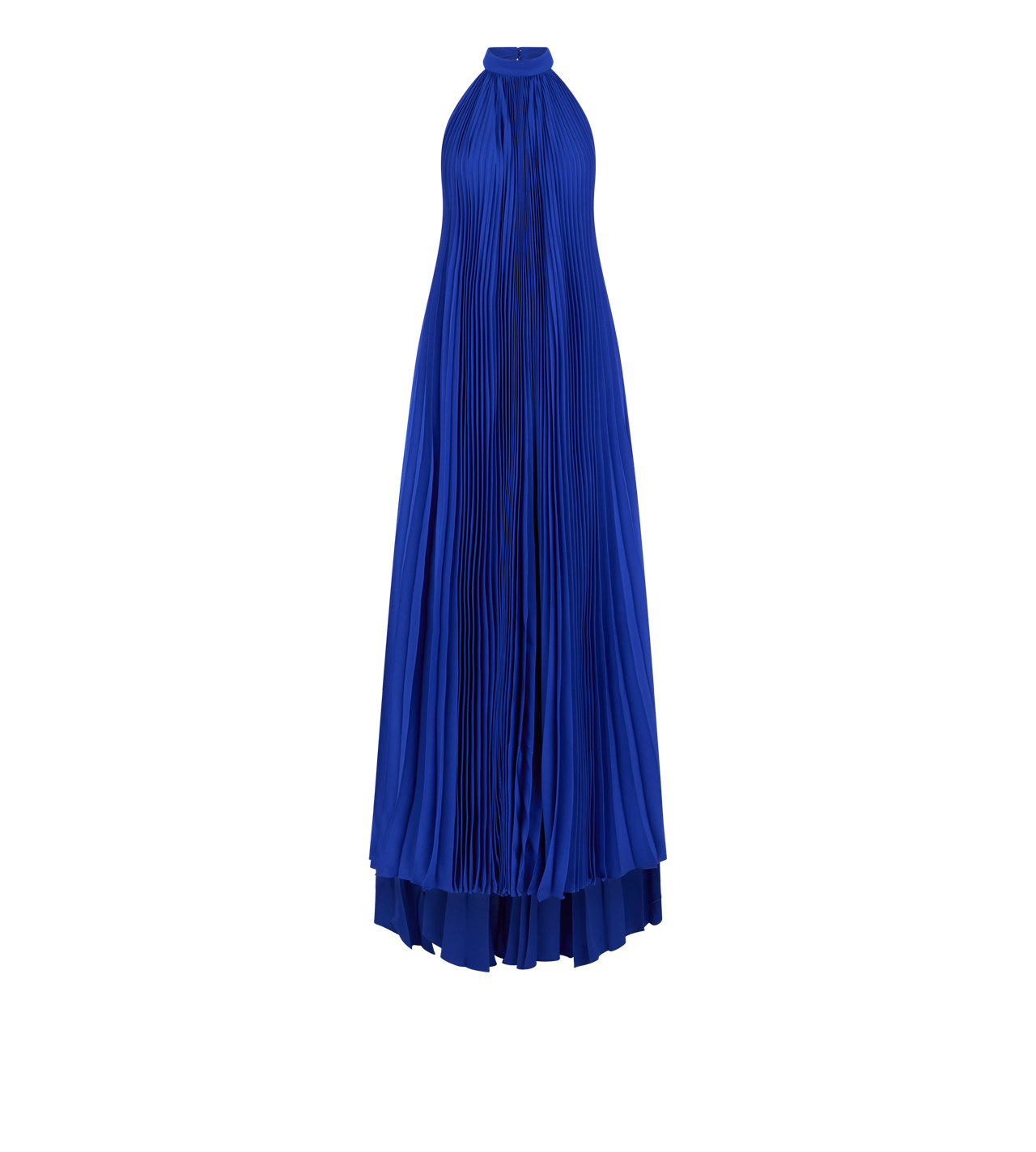 SILK HALTERNECK SUNRAY PLISSE EVENING DRESS image number 0