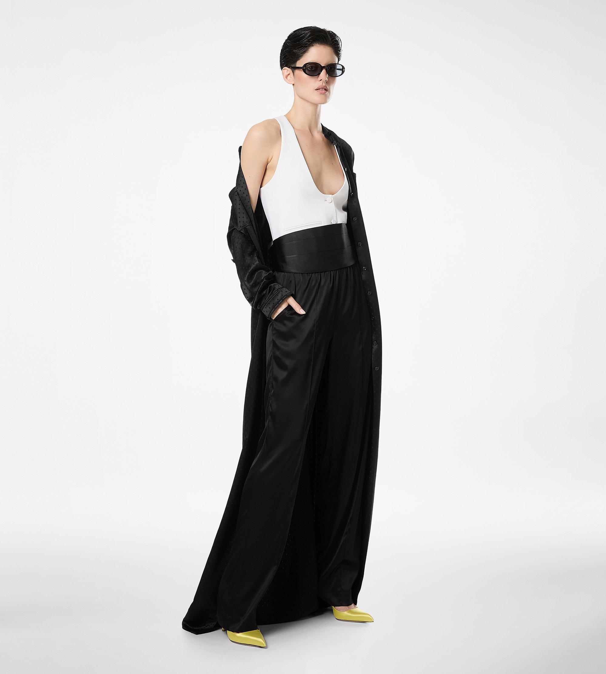 POLKA DOT JACQUARD LONG BELTED MILITARY DRESS