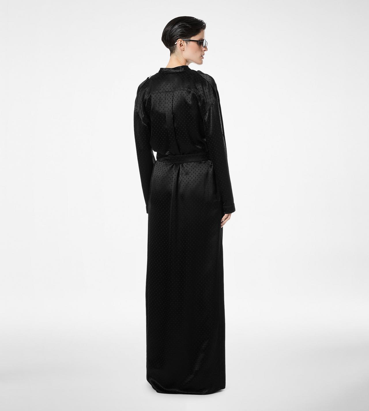 POLKA DOT JACQUARD LONG BELTED MILITARY DRESS image number 4