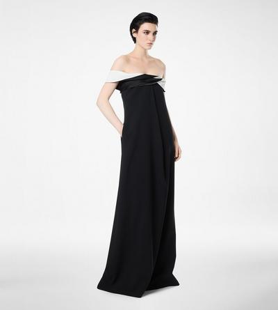 CREPE SATIN DRAPED ASYMMETRIC EVENING DRESS image number 2