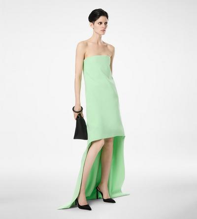 DOUBLE GEORGETTE STRETCH SILK ASYMMETRIC STRAPLESS COCKTAIL DRESS image number 2