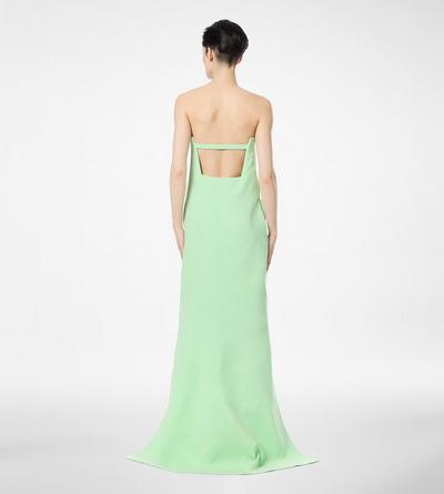DOUBLE GEORGETTE STRETCH SILK ASYMMETRIC STRAPLESS COCKTAIL DRESS image number 3