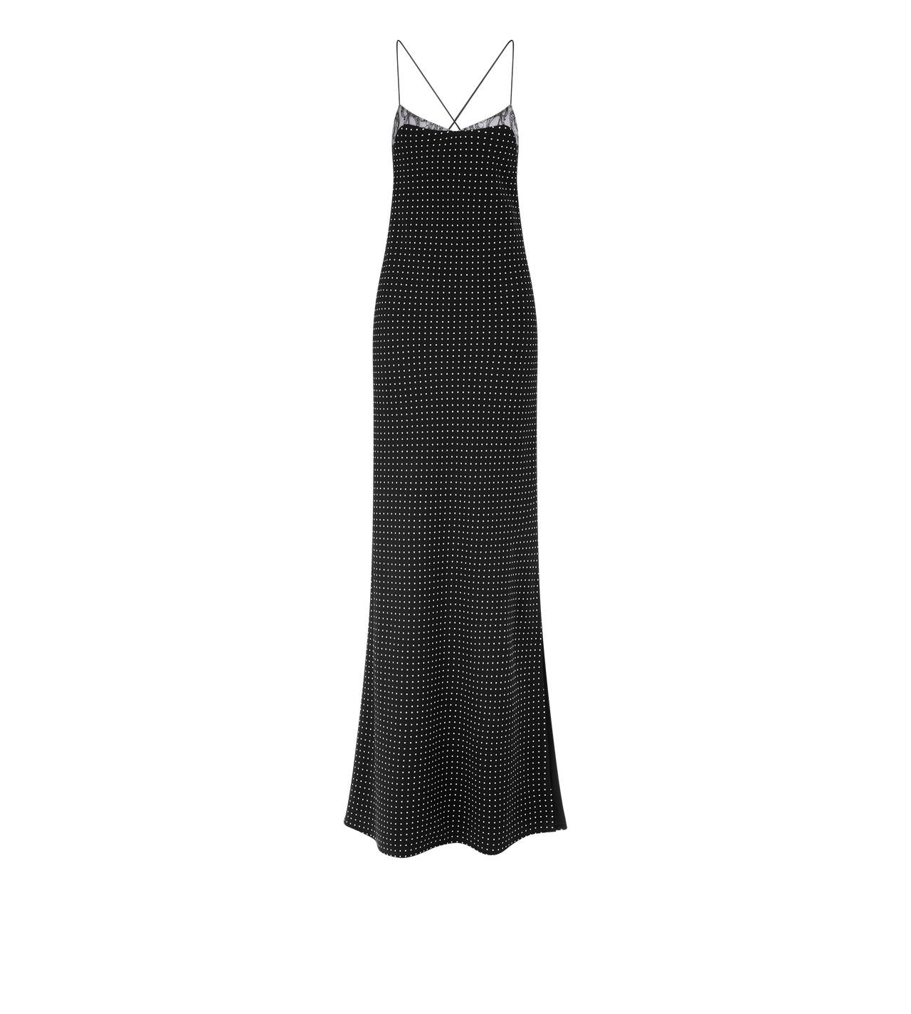 POLKA DOT SILK CREPE CAMISOLE EVENING DRESS WITH LACE DETAIL image number 0