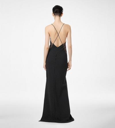 POLKA DOT SILK CREPE CAMISOLE EVENING DRESS WITH LACE DETAIL image number 3