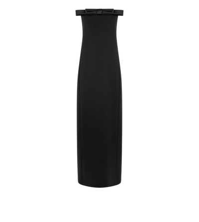 HEAVY CREPE ENVERS SATIN STRAPLESS COCKTAIL DRESS WITH BOW DETAIL image number 0