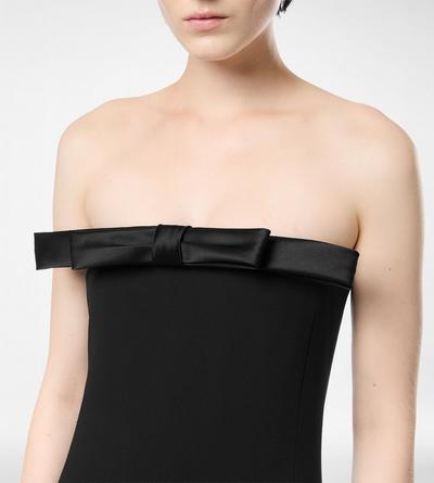 HEAVY CREPE ENVERS SATIN STRAPLESS COCKTAIL DRESS WITH BOW DETAIL image number 1