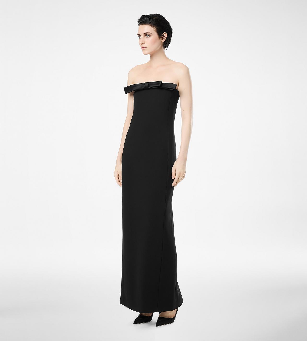 HEAVY CREPE ENVERS SATIN STRAPLESS COCKTAIL DRESS WITH BOW DETAIL image number 2