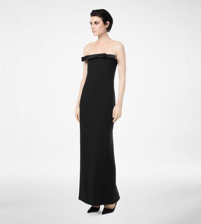 HEAVY CREPE ENVERS SATIN STRAPLESS COCKTAIL DRESS WITH BOW DETAIL image number 2