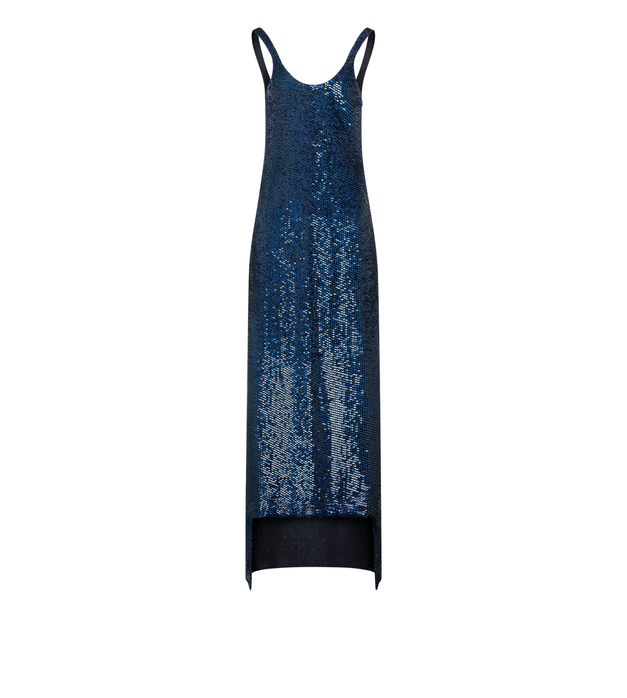 SEQUINS EMBROIDERED SILK SLEEVELESS ASYMMETRIC EVENING DRESS image number 0