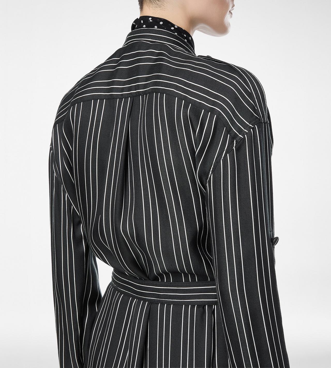 STRIPED SILK LONG BELTED MILITARY DRESS WITH TONAL TF EMBROIDERED LOGO image number 1