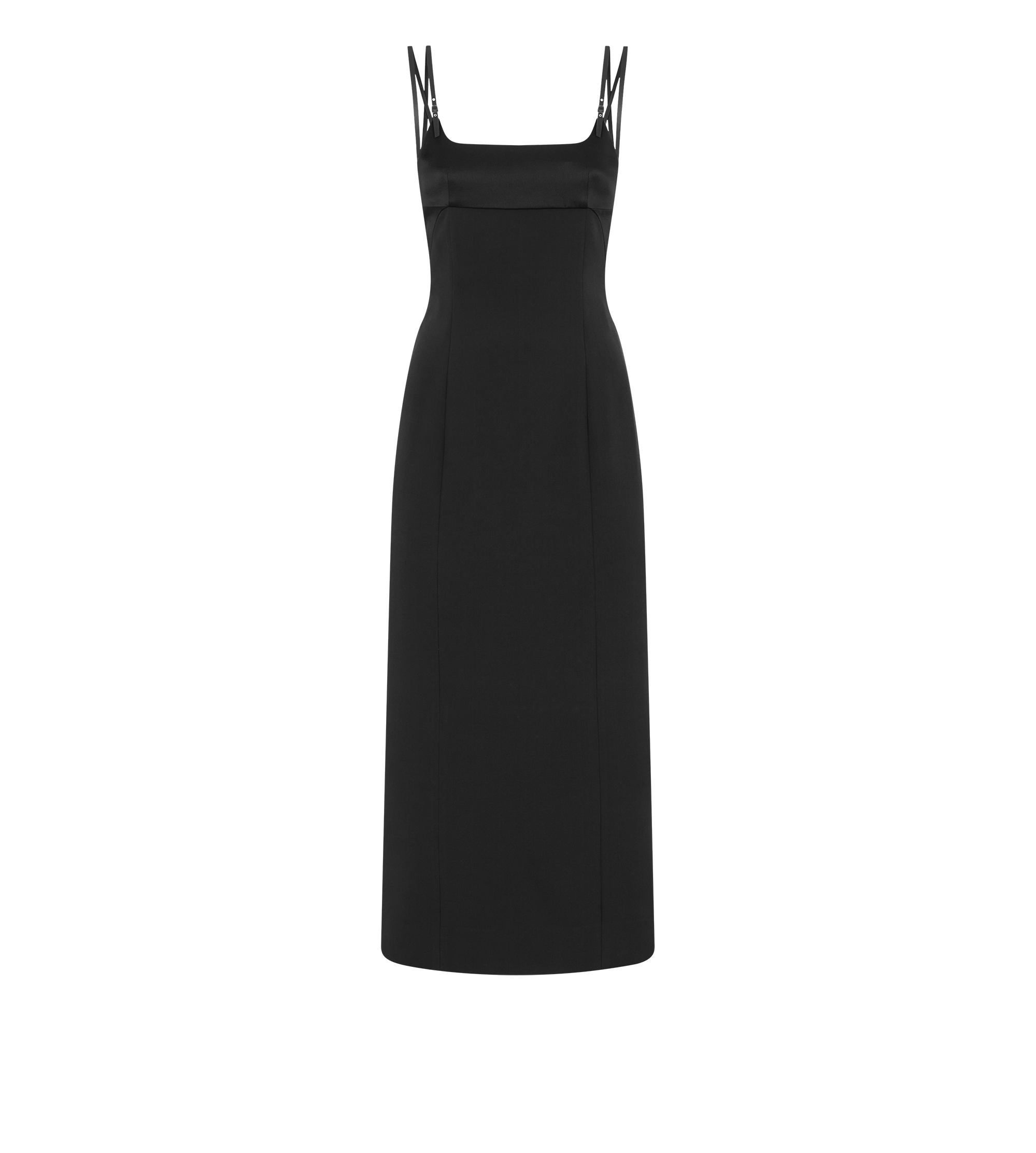 PENCIL DRESS WITH LEATHER STRAPS