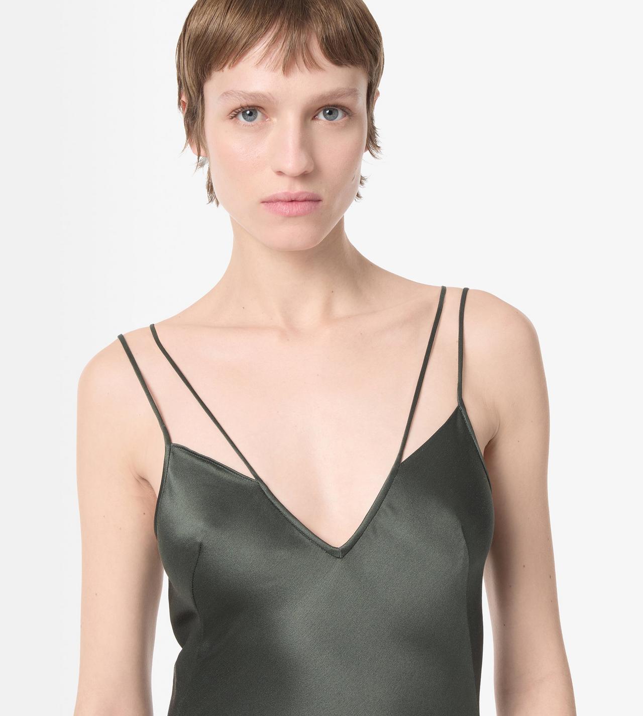 TOM FORD SILK DARK PINE SILK EVENING SLIP DRESS WITH DOUBLE STRAPS