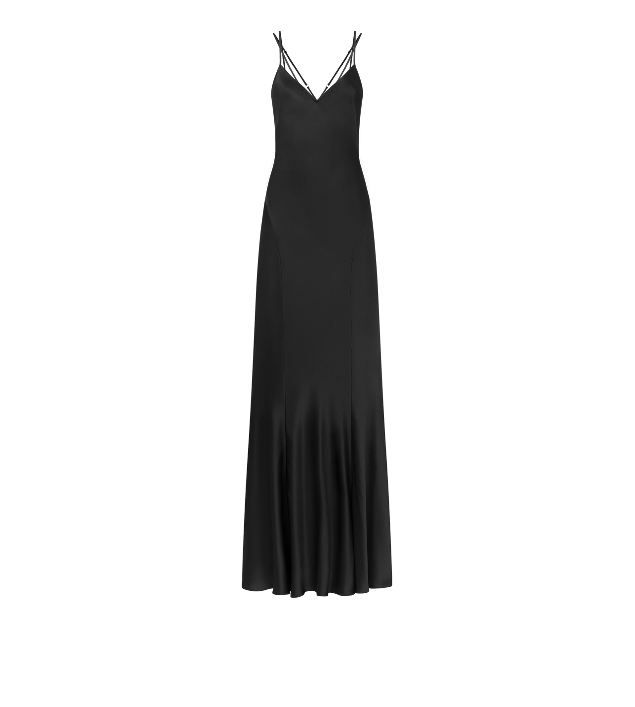 TOM FORD SILK BLACK SILK EVENING SLIP DRESS WITH DOUBLE STRAPS