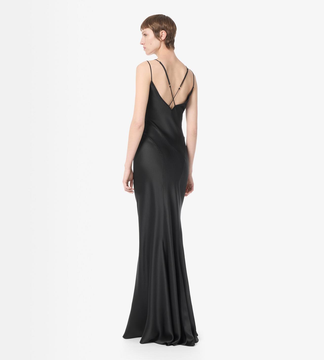 TOM FORD SILK BLACK SILK EVENING SLIP DRESS WITH DOUBLE STRAPS