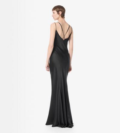 TOM FORD SILK BLACK SILK EVENING SLIP DRESS WITH DOUBLE STRAPS