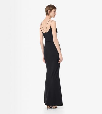 TOM FORD SATIN BLACK COCKTAIL SLIP DRESS WITH DOUBLE STRAPS