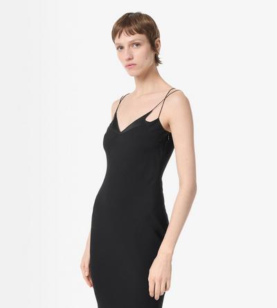 TOM FORD SATIN BLACK COCKTAIL SLIP DRESS WITH DOUBLE STRAPS