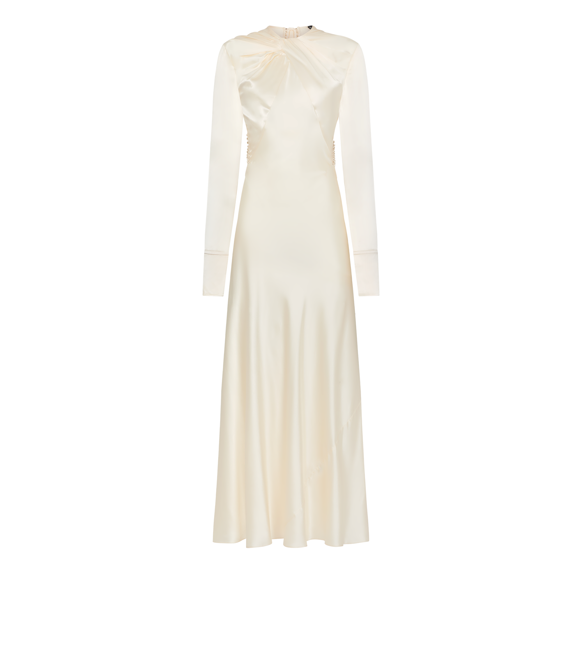 DRAPED COLLAR BIAS COCKTAIL DRESS