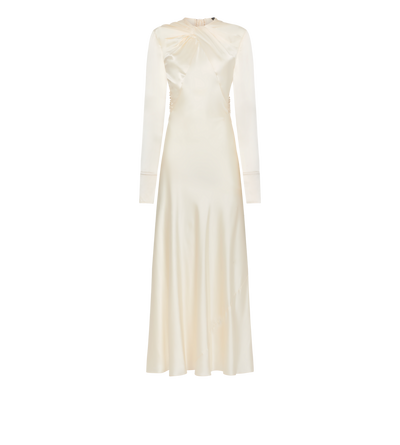 DRAPED COLLAR BIAS COCKTAIL DRESS