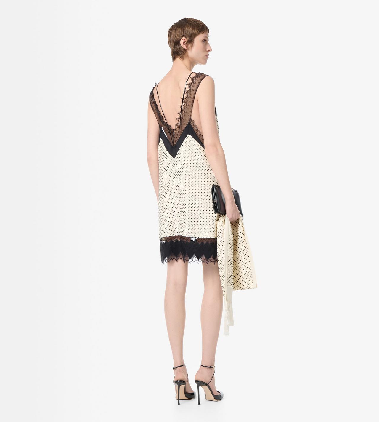 TOM FORD EMBROIDERY CREAM+BLACK LACE-ENCRUSTED CAMISOLE MINI COCKTAIL DRESS