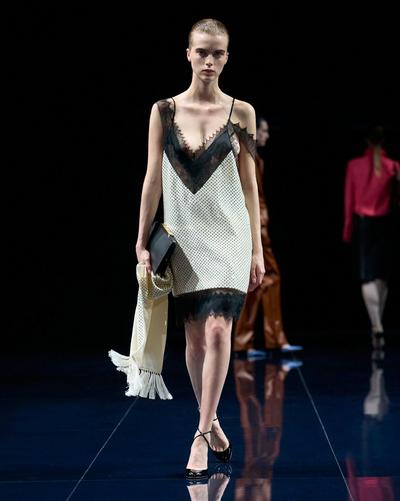 TOM FORD EMBROIDERY CREAM+BLACK LACE-ENCRUSTED CAMISOLE MINI COCKTAIL DRESS