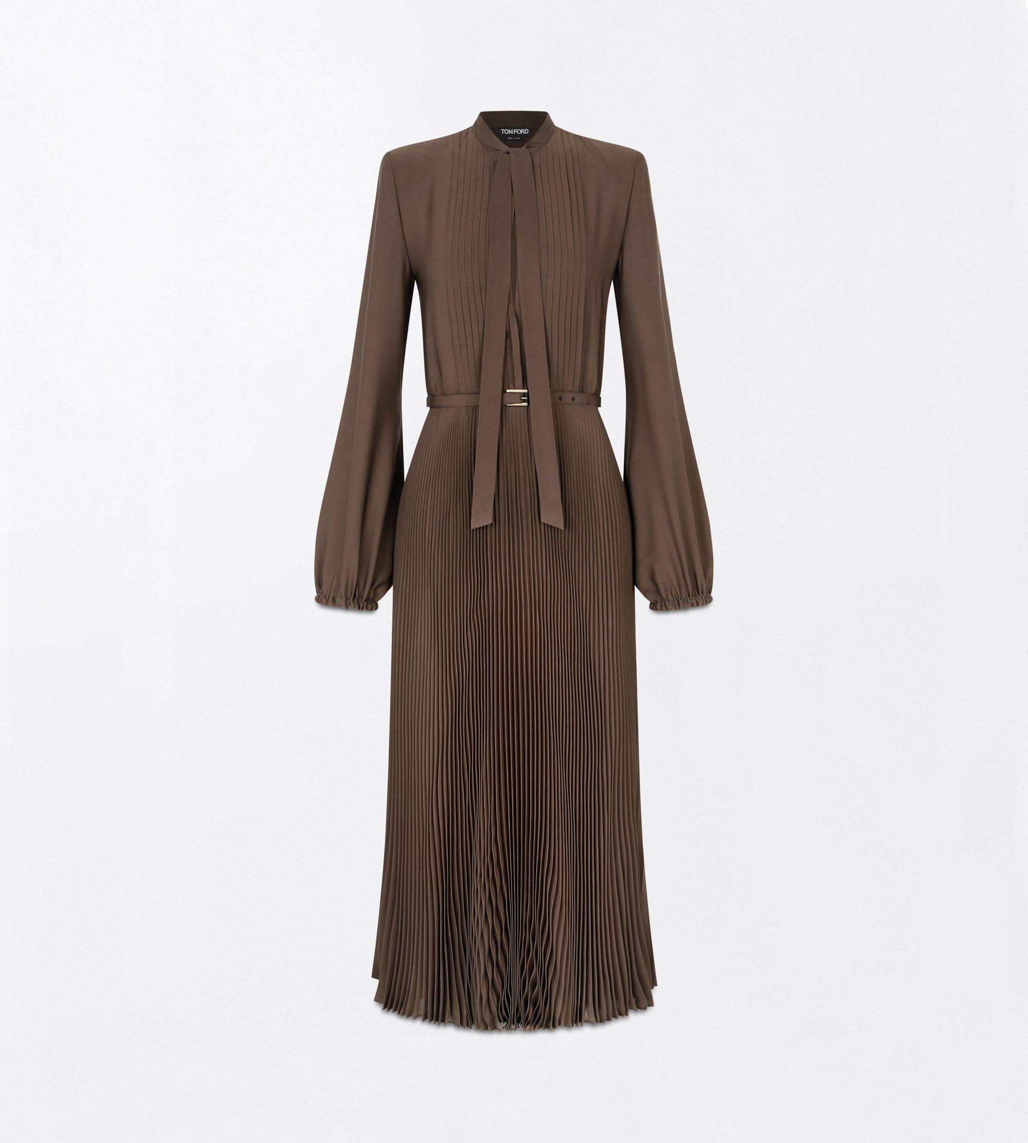 VISCOSE CREPE DE CHINE SUNRAY PLISSE LAVALLIERE DRESS