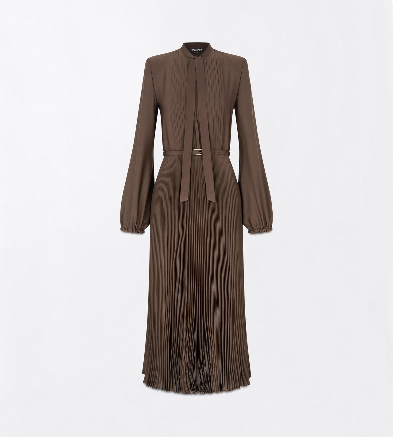 TOM FORD  MUSK VISCOSE CREPE DE CHINE SUNRAY PLISSE LAVALLIERE DRESS