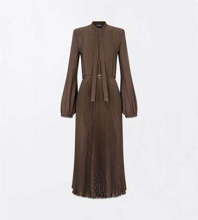 VISCOSE CREPE DE CHINE SUNRAY PLISSE LAVALLIERE DRESS