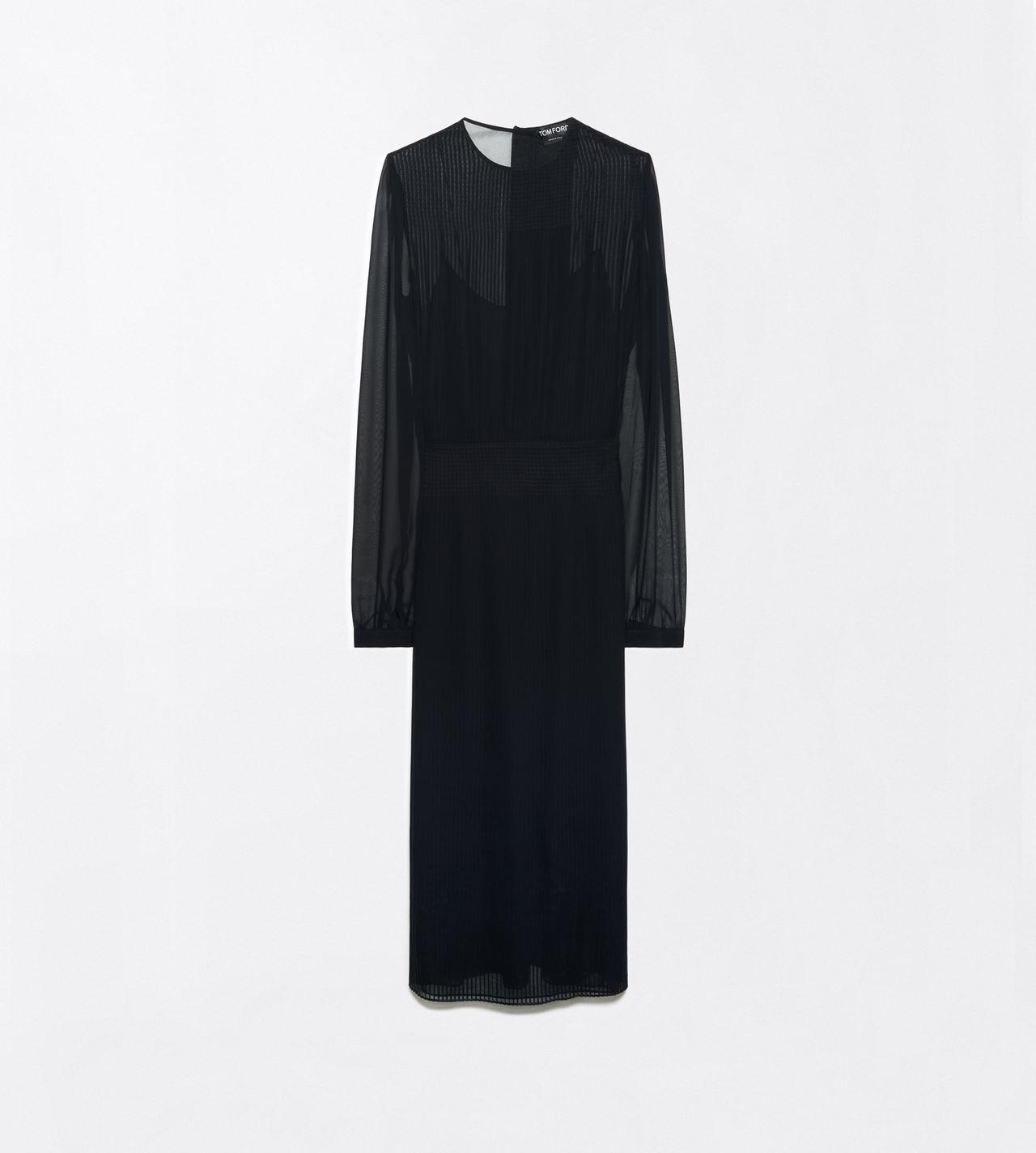 TOM FORD POLYESTER BLACK CHIFFON MICRO PLISS&Eacute; DRESS