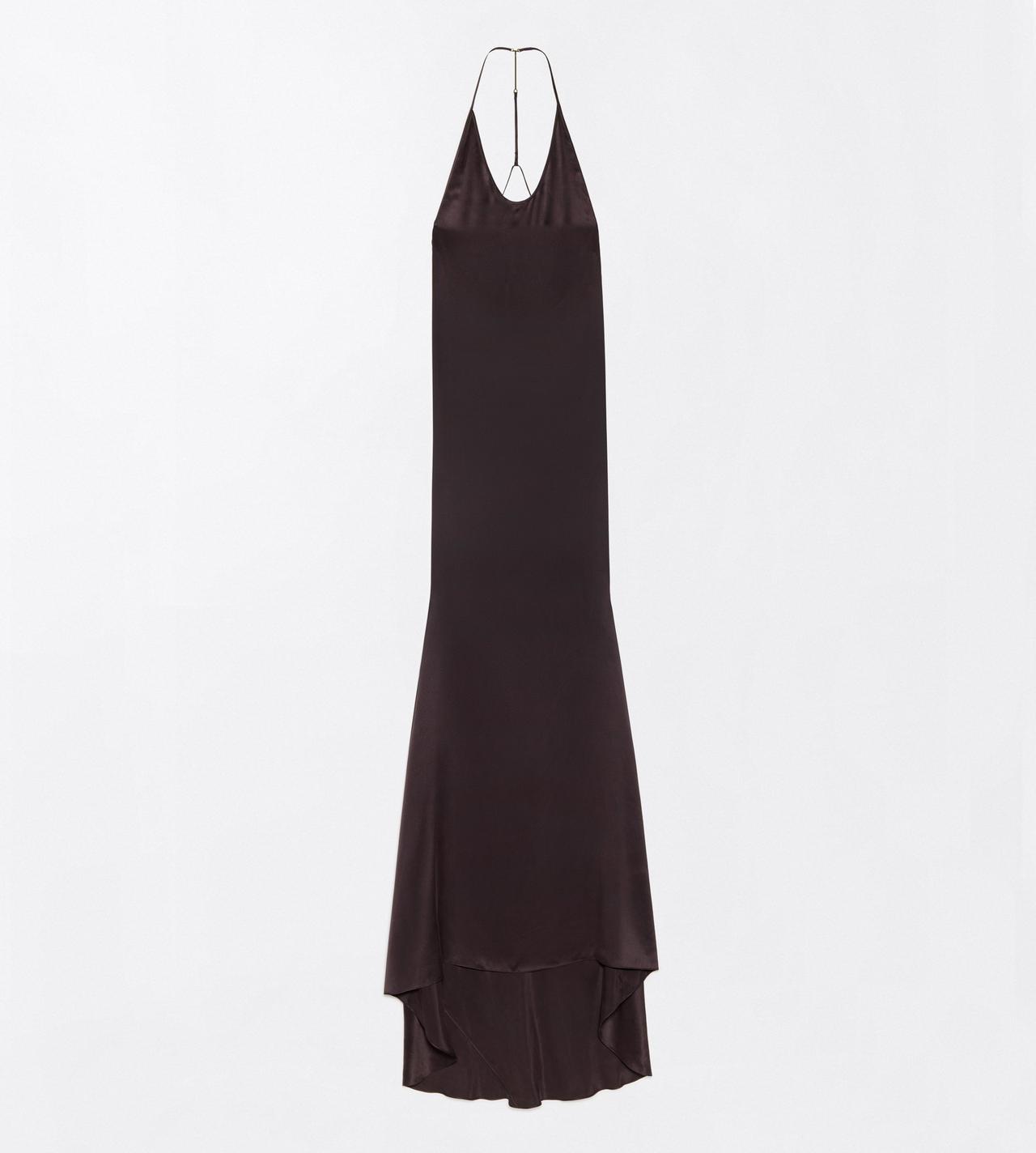 TOM FORD SILK ESPRESSO PEACH-FEEL SILK SATIN HALTERNECK EVENING DRESS