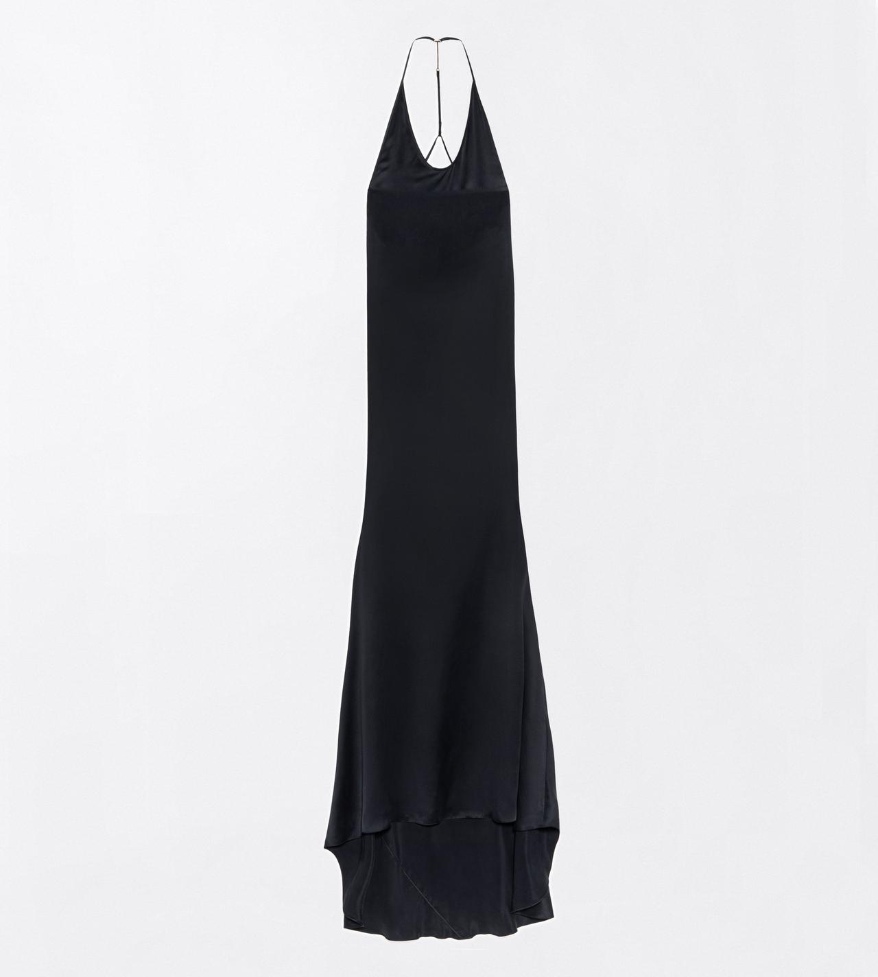TOM FORD SILK BLACK PEACH-FEEL SILK SATIN HALTERNECK EVENING DRESS