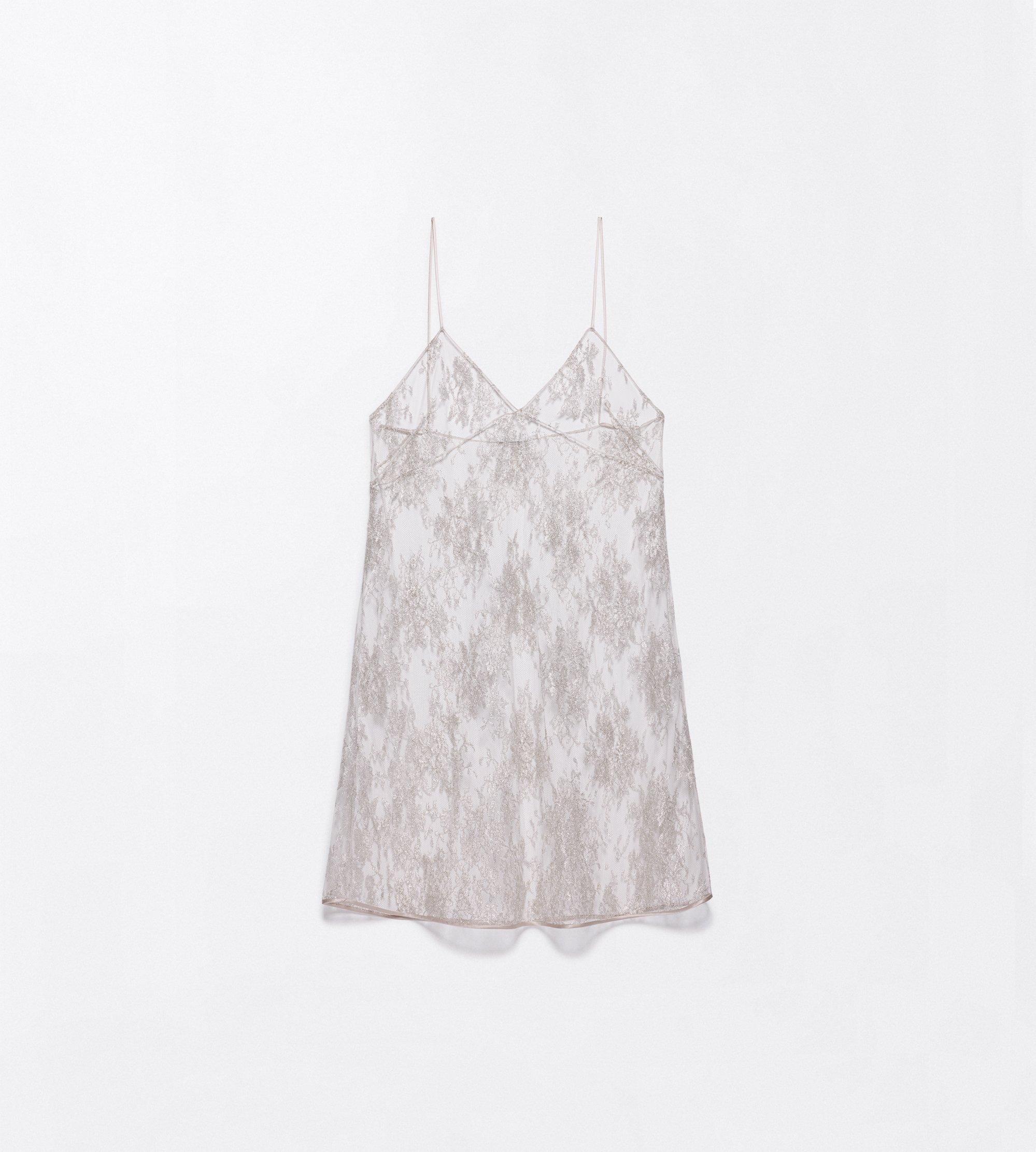 FLORAL LAME LACE COCKTAIL LACE SLIP DRESS