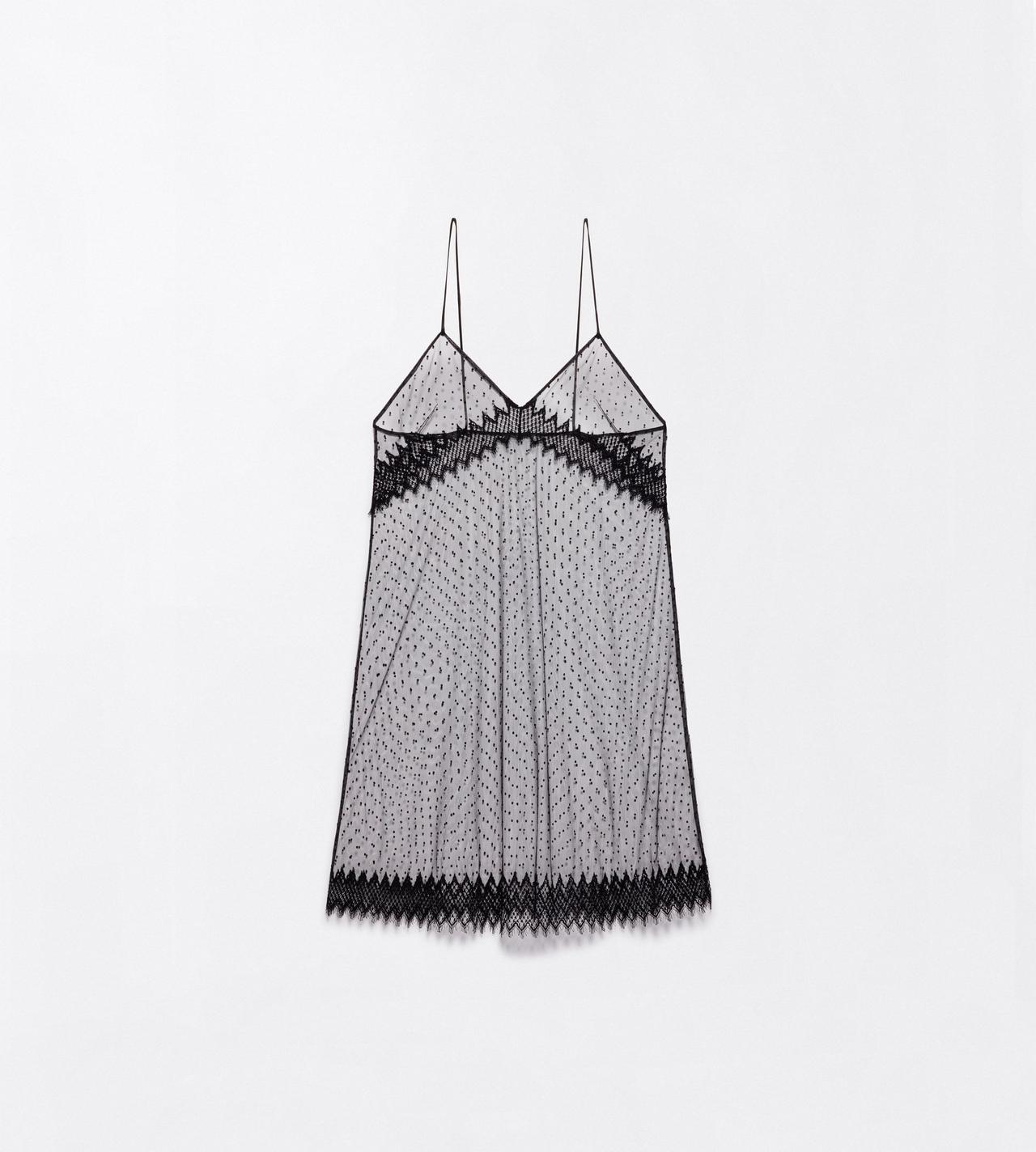 TOM FORD LACE BLACK PLUMETIS FLOCKED COCKTAIL SLIP DRESS WITH LACE DETAILS