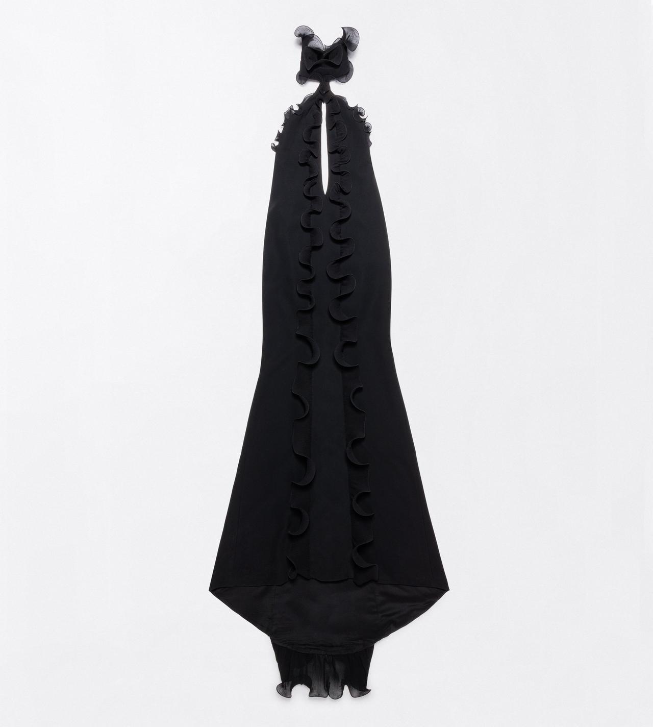 TOM FORD SILK BLACK SILK CREPE RUFFLE HALTERNECK EVENING DRESS WITH OPEN BACK