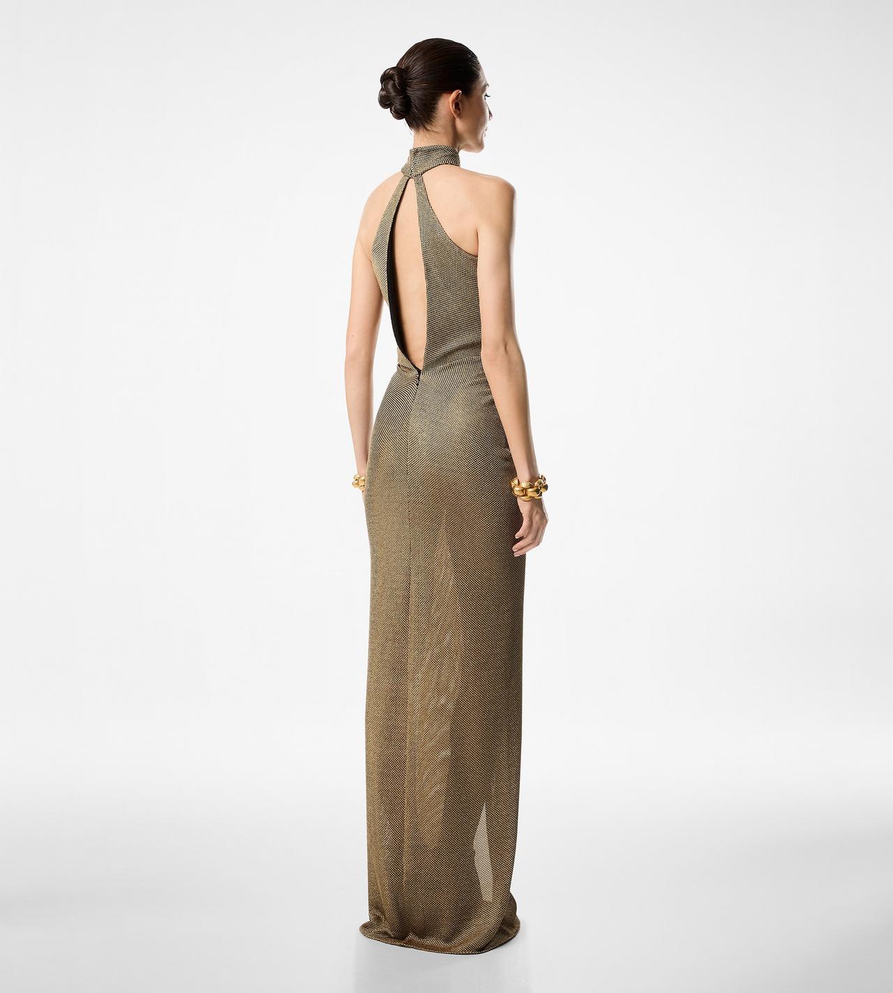 HONEYCOMB VISCOSE JERSEY HALTERNECK EVENING DRESS image number 2