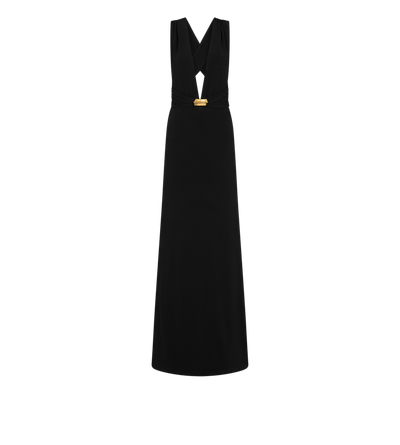 PLUNGING V-NECK JERSEY EVENING DRESS image number 0