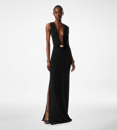 PLUNGING V-NECK JERSEY EVENING DRESS image number 2