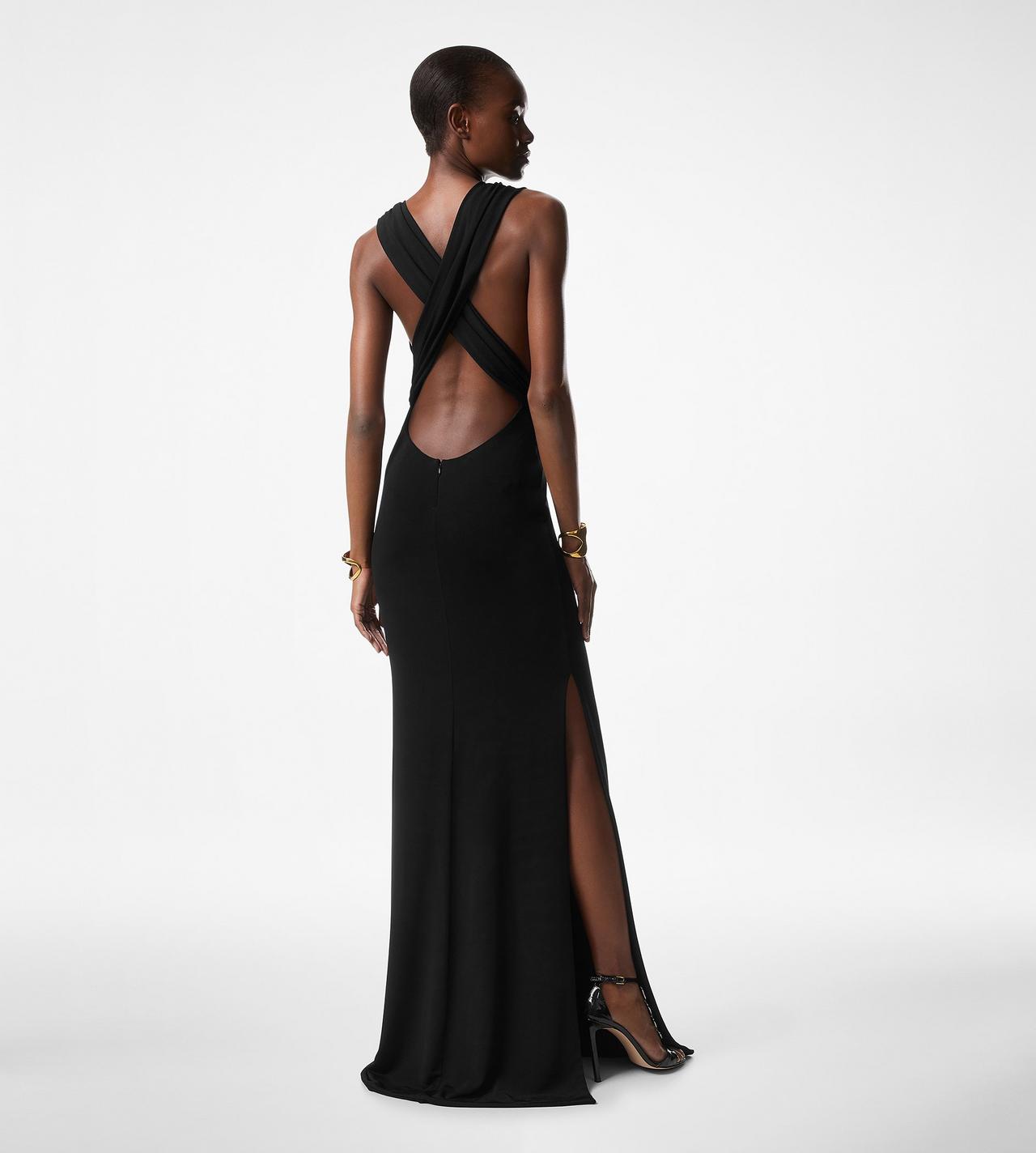 PLUNGING V-NECK JERSEY EVENING DRESS image number 3