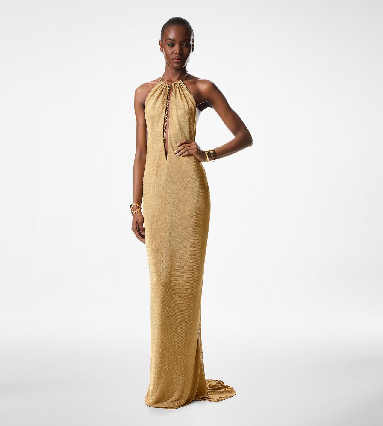 LUSTROUS HALTER NECK EVENING DRESS Tom Ford Fashion