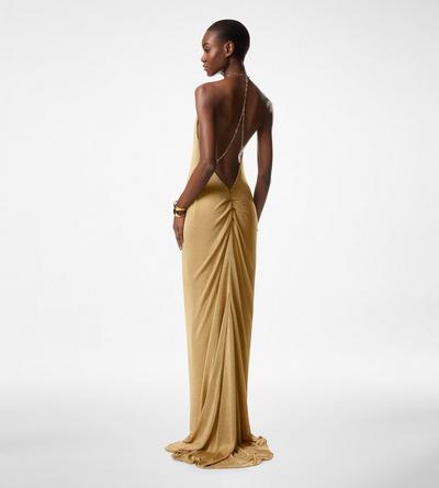 LUSTROUS HALTER NECK EVENING DRESS image number 2