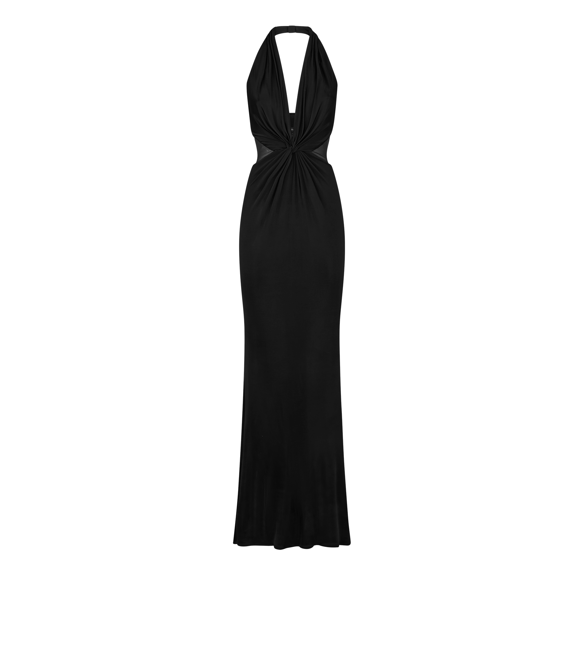 KNITTED STRETCH JERSEY CRISS-CROSS EVENING DRESS