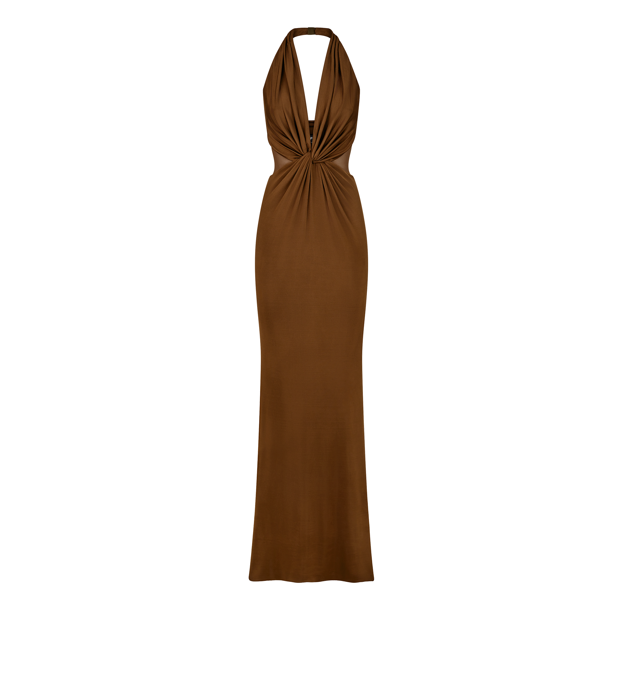KNITTED STRETCH JERSEY CRISS-CROSS EVENING DRESS