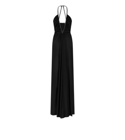 STRETCH JERSEY DEEP V-NECK EVENING DRESS image number 0