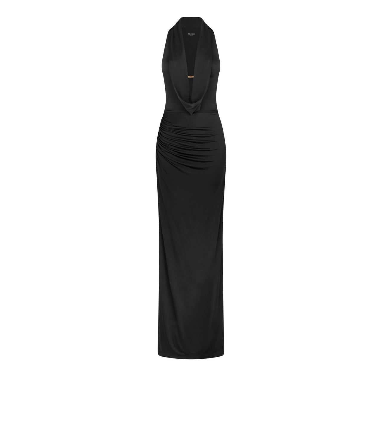 LUSTROUS JERSEY COWL COLLAR EVENING DRESS image number 0