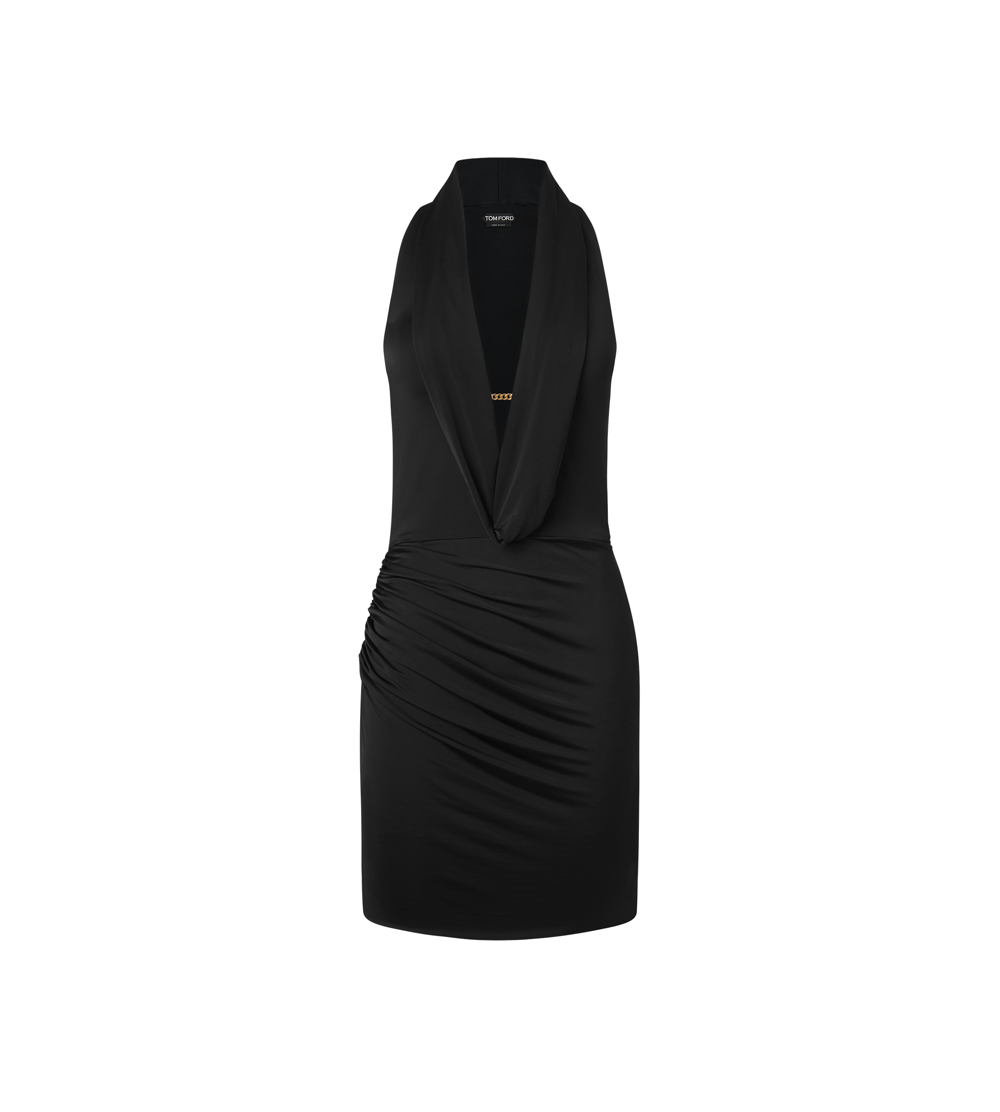LUSTROUS JERSEY COWL COLLAR COCKTAIL DRESS