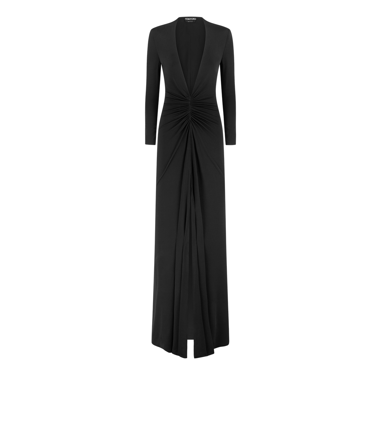STRETCH SABLE' JERSEY DEEP V-NECK EVENING DRESS image number 0