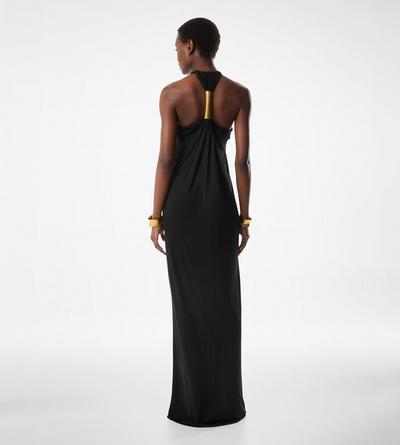 HALTERNECK EVENING DRESS WITH METAL HARDWARE DETAIL image number 3